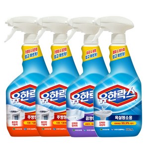 유한락스 주거세정제 600ml X 4개/욕실청소용/곰팡이제거제/주방청소용, 주방2개+욕실1개+곰팡이1개, 1세트