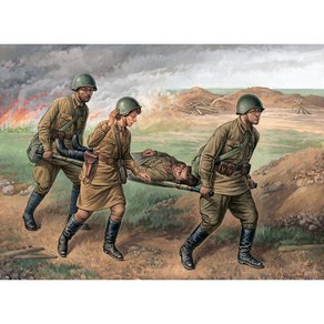 ZVEZDA 소련 의무병과 부상병 1941-42 2차세계대전 피규어 밀리터리 프라모델 1:72, 1개