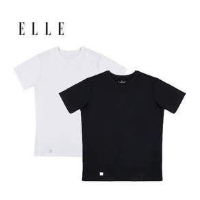 엘르학생복 [ELLE][2장세트] 40수 남녀공용(1+1) 기본 반팔 무지 티셔츠 100% 순면 반팔티 (2color)