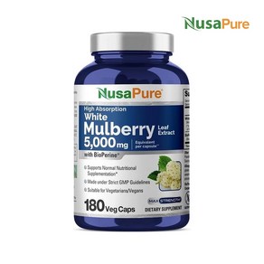 누사퓨어 화이트 멀베리 리프 뽕잎추출물 5000mg 180정/ Nusa Pure White Mulberry Leaf 2500mg 180 Caps