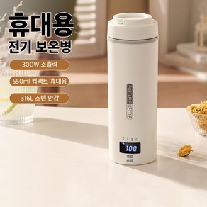 Mochae 미니 전기포트 휴대용 전기 온수컵 항온 보온 여행용 물주전자 다용도 500ml 텀블러 가열식 분유포트