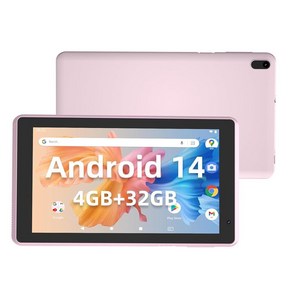 2024 안드로이드 12 태블릿 7인치 태블릿 4GB RAM+32GB ROM/512GB 확장 가능한 태블릿 PC 1.6Ghz 쿼드 코어 프로세서 컴퓨터 태블릿 1024x60, Pink