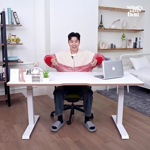 핏쳐 고강도 듀얼 스퀘어 프레임 전동식 모션데스크 E2, 오크, 1600mm, 화이트