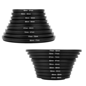 18pcs 스텝 다운 렌즈 필터 링 어댑터 세트 캐논 용 37-82mm 82-37mm