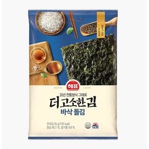 해표 더고소한 바삭 돌김 전장 25g 100%통깨로 단 한번만 짠 들기름 발라 구워 더 고소한 조미김, 4개