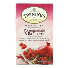 Twinings 허브 차 석류 라즈베리 무카페인 티백 20개입 각 40g(1.41 oz), 1개