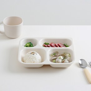 유아식판 탁가온 4구식판 네모 에코젠, 아이보리, 1개