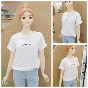 [소이주니어]논현점 23년여름신상 ** 속옷 비침이 싫은 친구들에게 추천요 ** 팔길이 4부 심플 레터링 슬림 크롭티 ** 마네킹 키 155 13호 착용 **