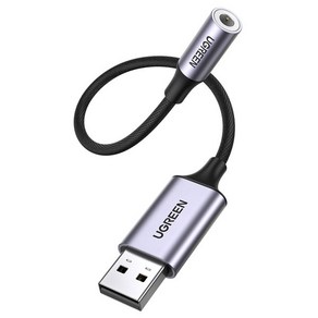 Ugeen USB2.0 to 4극 3.5mm 케이블타입 사운드카드 U-30757 CTIA OMTP호환 외장형 스테레오 나일론재질, 1개, 20cm