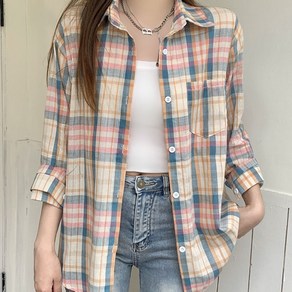 뽀솜 [산뜻코디/인생샷룩] 코지 핑크 긴팔 셔츠 남방