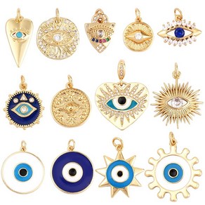 Evil Eye Charm 펜던트 18K 리얼 골드 도금 큐빅 지르코니아 CZ 포장 종교