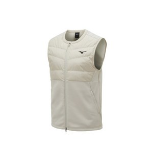 [빠른배송] 미즈노 HYBRID LIGHT VEST 베이지 기모 소재 리사이클 충전재 따뜻한 가벼운 남성용 다운패딩조끼