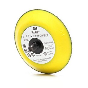 3M Hookit Disc Pad 02700 3 in x 1/2 in 5/16-24 Extenal, 1개, Yellow/Black