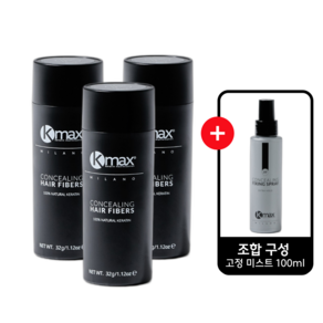 케이맥스 흑채 천연 케라틴 32g + 100ml 고정미스트, 미디엄브라운, 3개