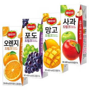 [메리박스] 190mlx32개 혼합 델몬트 드링크 오렌지 포도 파인애플 사과 망고 8개씩, 190ml, 1세트