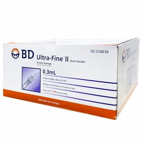 BD 인슐린주사기 주사바늘 일회용주사기 0.3cc 30G 8mm 100ea, 1개