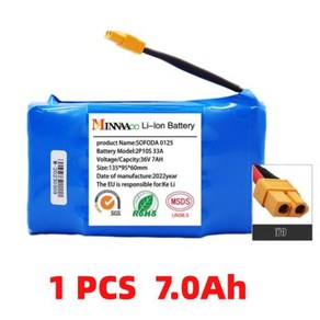 전기 셀프 밸런싱 스쿠터 호버보드 외발자전거용 충전식 리튬 이온 배터리 팩 36V 12000mAh, 4) 7.0Ah, 1개