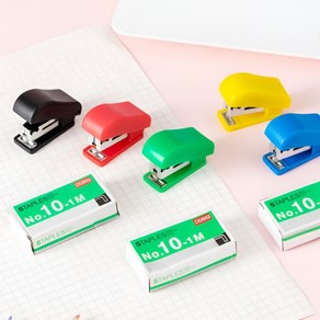 [오소사소] 컴팩트한 사이즈 휴대 간편 미니 스테플러(리필심 포함) 3개 한세트, 1세트, 옐로우