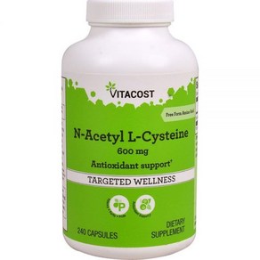 Vitacost NAcetyl Cysteine 진해거담 영양 비타민 600mg 240캡슐, 1개