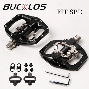 BUCKLOS 산악 자전거 페달 플랫/락 클립리스 페달 SPD 실드 베어링 듀얼 MTB 페달 SH56 MTB 클리트 시마노용, 4)Dual pedal-Gay, 1개