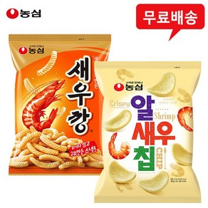 농심 과자 10봉(새우깡5+알새우칩5) 무배, 10개, 90g