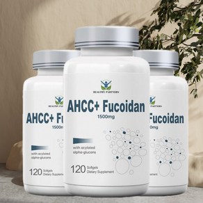 AHCC 버섯 소프트젤 균사체 갈조류 추출물 미국산 1500MG 아가리쿠스 균사체 미역귀 고함량 무관세, 3개, 120정