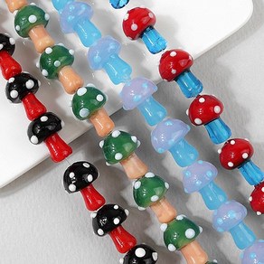 비즈아이 [6554-15]글라스통과형 땡땡이버섯 약11.5x16.5mm 1개