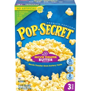 Pop Secret Popcorn Movie Theater Butter Microwave Popcorn Bags 팝 시크릿 팝콘 영화관 버터 전자렌지 팝콘 백 3개입 박