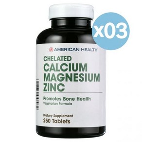 Ameican Health 아메리칸 헬스 킬레이티드 칼슘 & 마그네슘 + 징크 본 헬스 250개입 3팩 Chelated Calcium Magnesium with Zinc, 3개, 250정