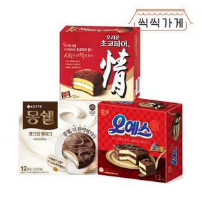 [씩씩가게] 달아달아 밝은No 맛이 달아 초콜릿 파이 3종(오예스 몽쉘 초코파이), 408g, 1개