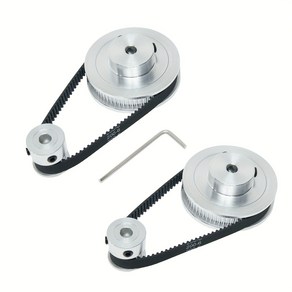 2PCS 세트 2GT 알루미늄 타이밍 풀리 20 60 톱니 5mm 보어 동기 휠 2PCS 길이 200mm 너비 6mm 벨트 (20-60T-5B-6)