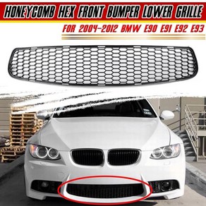 LED 장식 조명 스타일 E90 2012 BMW E93 메쉬 트림 M3 그릴 하부 앞 2004 커버 자동차 레이싱 E92 E91 범퍼 벌집 호환, Black, 1개