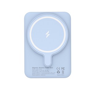 플랜비 맥세이프 아이폰 무선 부착식 대용량 보조배터리, 아이스블루(5000mAh), 베이직 슬림