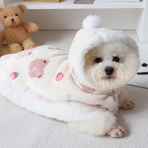 강아지 망토 담요 반려동물 고양이 후드 판초, 1개, 핑크 곰