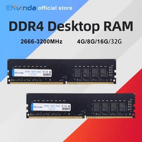 ENVINDA DDR4 PC 램 메모리 데스크탑 컴퓨터 램 AMD 마더보드 지지대 없음 8GB 16GB 2666Mhz 3200MHz DIMM, 1개