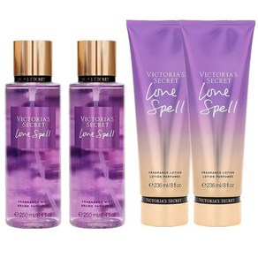 빅토리아시크릿 프레그런스 로션 러브 스펠 Love Spell 미스트 2개x250ml+로션 2개x236ml, 4개, 236ml