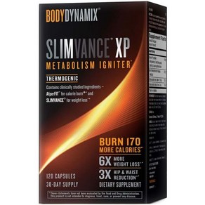 BodyDynamix Slimvance XP 열 발생 보조제  체중 감소 및 지방 연소 목표 지원 에너지 대사 부스트 포뮬러 120 캡슐, 120정, 1개