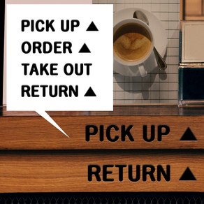 [VS-09] 아크릴 부착식 안내스카시 / order pickup take out return 픽업 오더 리턴/주문하는 곳 반납하는 곳 표지판/카페 메뉴 표시판/카운터 알림판