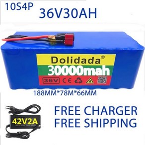 DAWEIK2023 고출력 배터리 팩 36V 배터리 10S4P18650 100Ah 1000W 42V 100000mAh 전기 자전거 BMS +, [01] 30000MAH, 1개