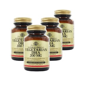 솔가 오메가 3 식물성 DHA 200mg 50정 (베지소프트젤) Solga Natual Omega-3 Vegetaian 50VSoftgels [4개 SET], 1세트, 200정