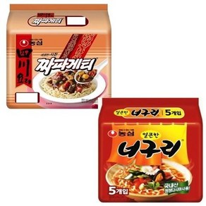 농심 사천 짜파게티 멀티(4입)1팩+농심 얼큰 너구리 멀티(5입)1팩 우동라면 짜장라면 봉지라면