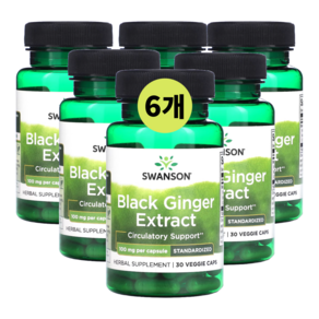 스완슨 흑생강 블랙진저 끄라차이담 100mg 30캡슐6개 검은생강 Black Ginge, 6개, 30정