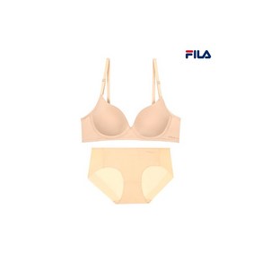 휠라 언더웨어 폴리 베이직 노와이어 브라 드로즈 세트 트루베이지 FI4BAF2674FTBG 2SKU