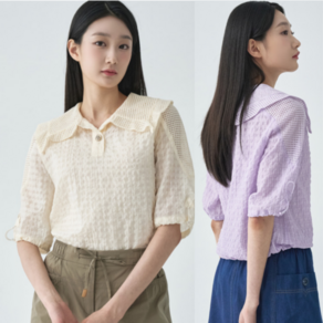[지센창원]여성 와이드카라 블라우스 2색 LFWSO591