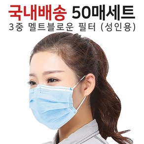 3중필터 멜트블로운 일회용마스크 고급형 블루(50매), 50개, 블루