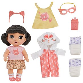 Baby Alive Supe BFF Katie Kat 블랙 헤어 드레스 업 아기 인형 놀이 세트 27.9cm11인치 만 3세 여아 남아 이상 장난감 아마존 독점 219431, 1개