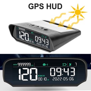 태양광 자동차 HUD GPS 헤드업 디스플레이 디지털 시계 속도계 과속 경보 피로 운전 경고 고도 주행 거리 표시, 1) Sola GPS HUD, 1개