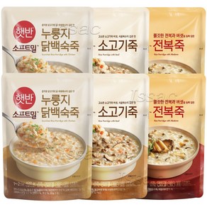 비비고 파우치 죽 450g (누룽지닭백숙죽2+전복죽2+소고기죽2)