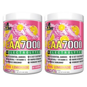EVLUTIONNUTRITION EAA7000 + 전해질 핑크 레모네이드, 2개, 369g