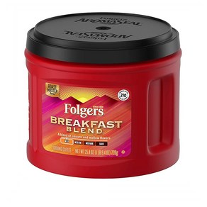 Folges Beakfast Blend Mild Roast Gound Coffee 폴저스 브렉퍼스트 블렌드 마일드 그라운드 커피 25.4oz(720g), 720g, 1개